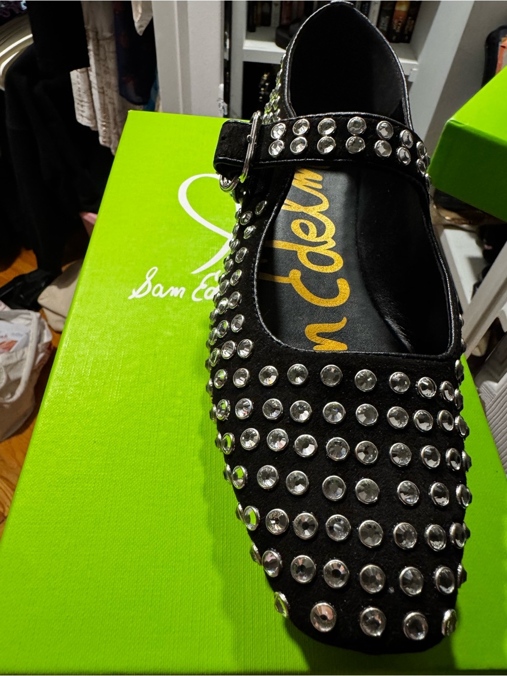 Sam Edelman Black Jeweled Mary Jane Flats - Picture 2 of 9
